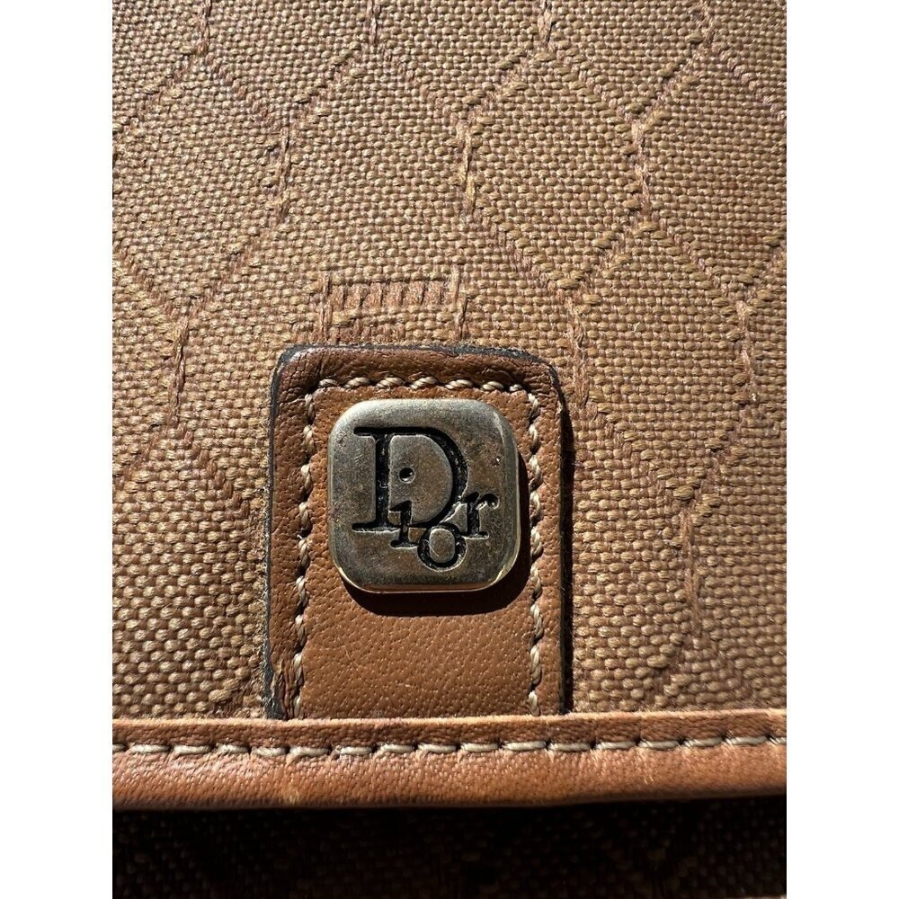 Vintage 70s Christian Dior beige Monogram Canvas leather shoulder bag gold chain - Picture 6 of 16